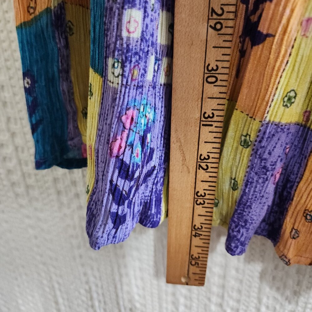 Vintage Patchwork Boho Bright Colorful Flowy Skirt Women's Size Small - Picture 11 of 12